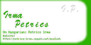irma petrics business card